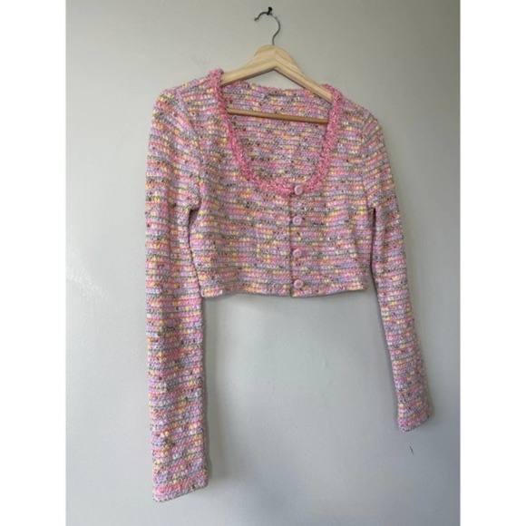 Alexis Ezza Metallic fuzzy Knit Top Women's Cherry Blossom Size: Small NWOT - Picture 4 of 8